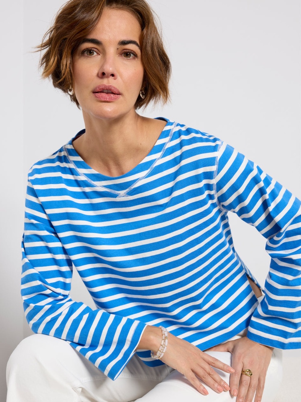 Alex Mill Marseille Striped Cropped Boatneck Top